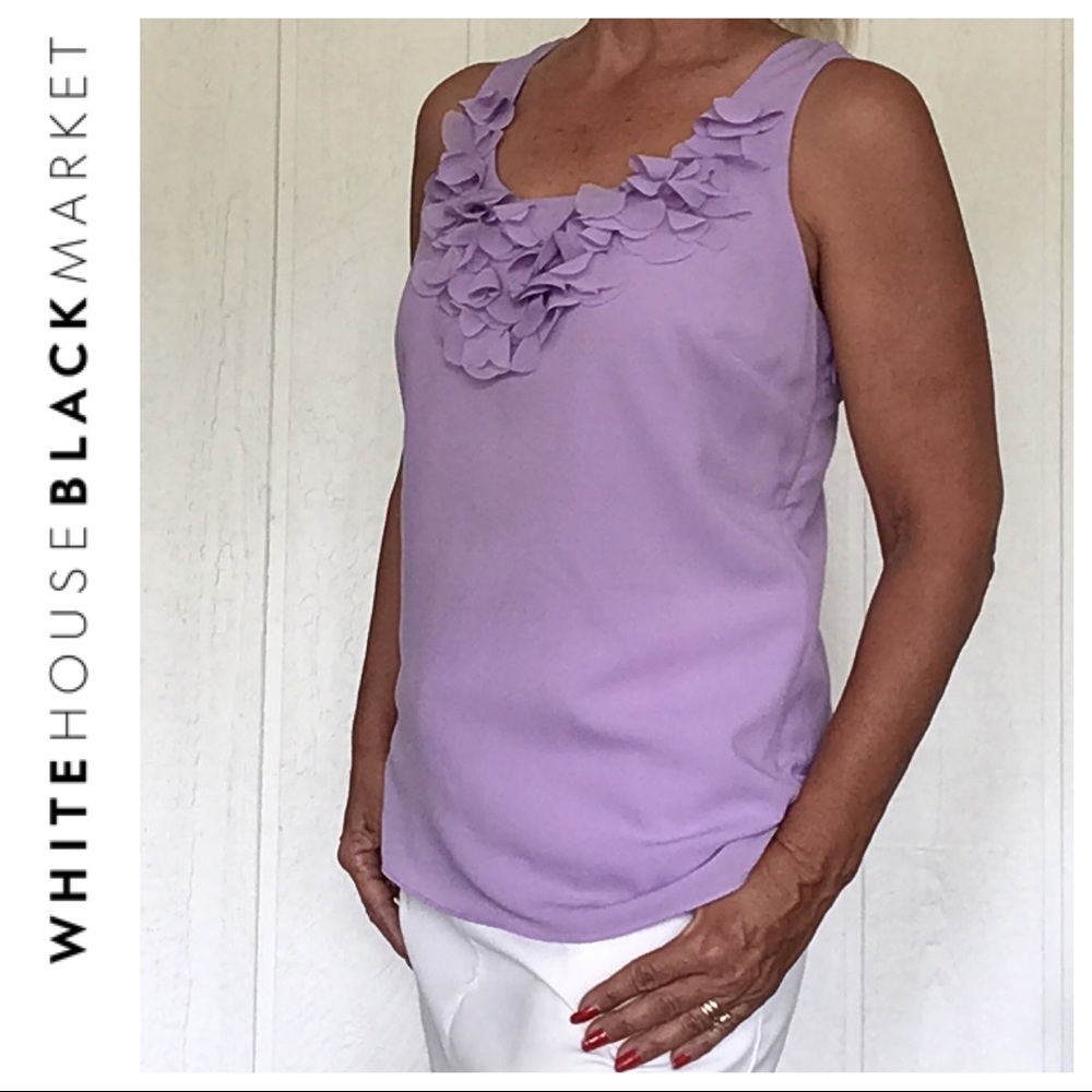 White House Black Market Lavender Ruffle Scoop Neck Tank